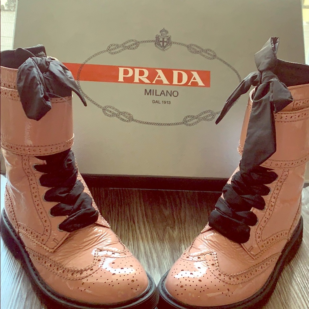 Kids Patent Leather Prada Boots